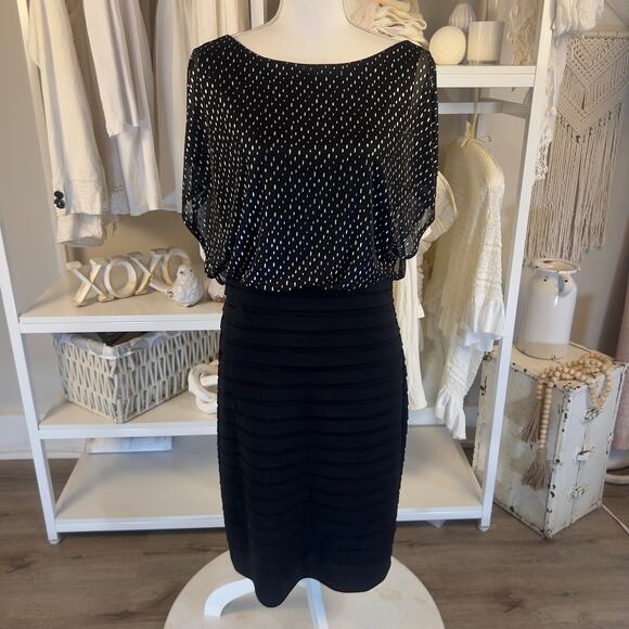 Melrose Dresses & Skirts - Melrose Womens Sz 14 Black blouson bandage dress with open back bow detail #3086